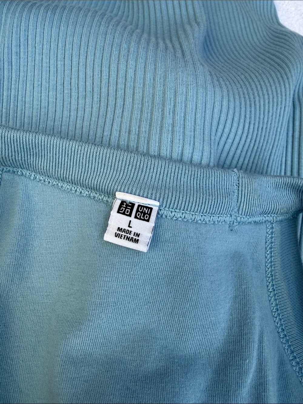 UNIQLO Ribbed Cropped Bra Top Built-In Cups Blue Size L - Picture 3 of 6